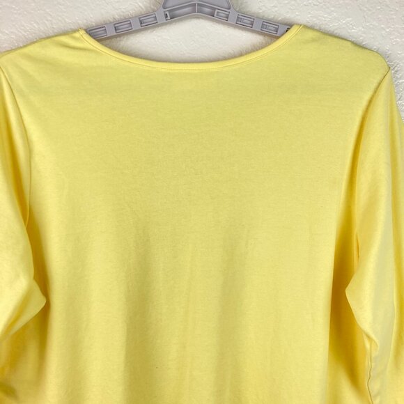 Quacker Factory by Jeanne Bice Women's Yellow Top W/Scalloped V-Neck Sz XL - Picture 5 of 9
